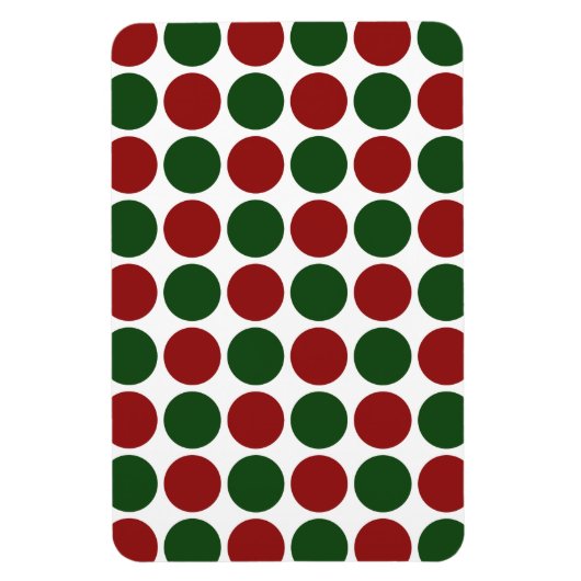 Rote und grüne Polka Punkte auf Weiß Magnet (Vertikal)