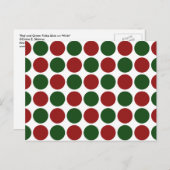 Rote und grüne Polka Punkte auf Weiß Postkarte (Vorne/Hinten)