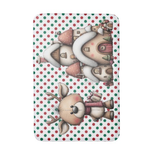 Rote und grüne Polka-Punkte Badematte (Vorderseite Vertikal)