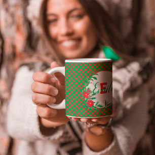 rote und grüne Polka-Punkte Botanische Custom Mono Kaffeetasse