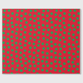 Rote und grüne Polka-Punkte Geschenkpapier (Flach)