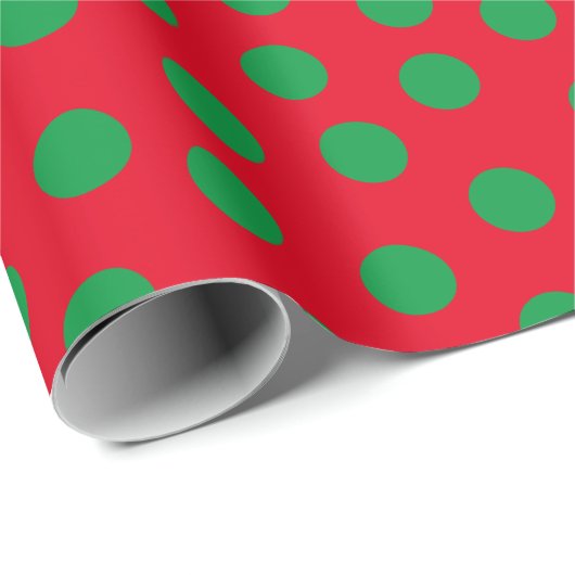 Rote und grüne Polka-Punkte Geschenkpapier (Rolleneckpunkt)