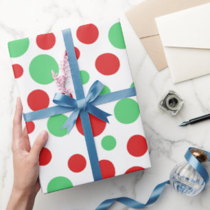Rote und grüne Polka-Punkte Geschenkpapier