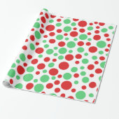 Rote und grüne Polka-Punkte Geschenkpapier (Ungerollt)
