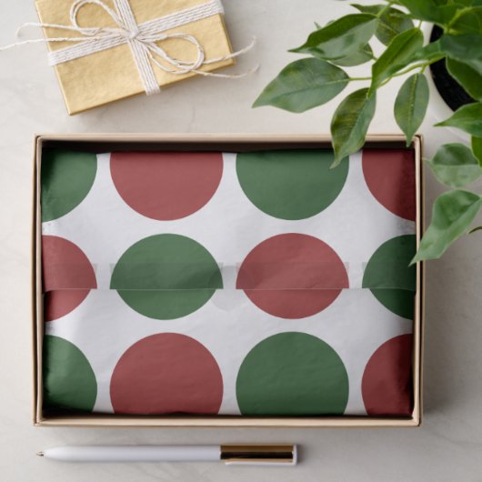 Rote und grüne Polka-Punkte zum Weißzettel Seidenpapier (Geschenk)