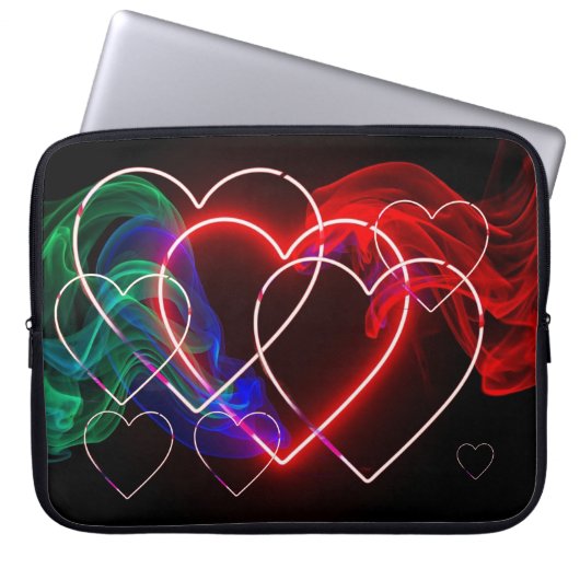 Rote und grüne Rauchwolken auf Valentinstag-Elektr Laptopschutzhülle (Vorderseite)