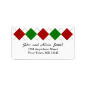 Rote und grüne Raute | Bezeichnung der Urlaubsadre Adressaufkleber (Vorne)