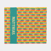 Rote und grüne Retro-Lacrosse-Sticks und -Streifen Fleecedecke (Vorderseite (Horizontal))