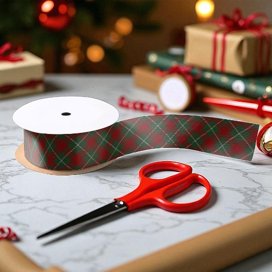 Rote und grüne Rustikale Kariert Satinband