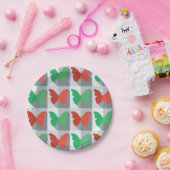 Rote und grüne Schmetterlinge Pappteller (Party)