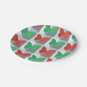 Rote und grüne Schmetterlinge Pappteller (Schrägansicht)