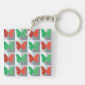 Rote und grüne Schmetterlinge Schlüsselanhänger (Rückseite)