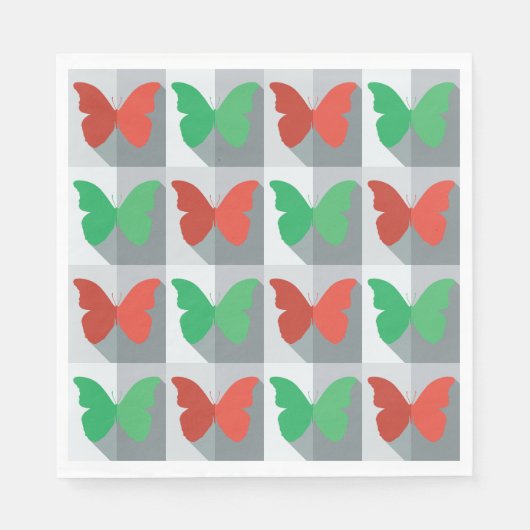Rote und grüne Schmetterlinge Serviette (Vorderseite)