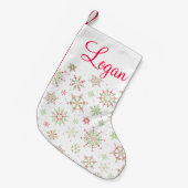 Rote und grüne Schneeflocke Kleiner Weihnachtsstrumpf (Vorderansicht (hängend))