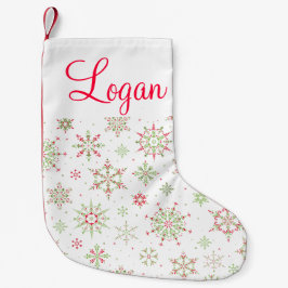 Rote und grüne Schneeflocke Kleiner Weihnachtsstrumpf