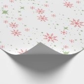 Rote und grüne Schneeflocken Geschenkpapier (Ecke)