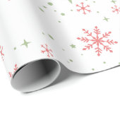 Rote und grüne Schneeflocken Geschenkpapier (Rolleneckpunkt)