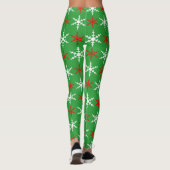 Rote und grüne Schneeflocken Leggings (Rückseite)