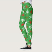 Rote und grüne Schneeflocken Leggings (Links)