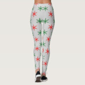 Rote und grüne Schneeflocken Leggings (Rückseite)