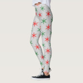 Rote und grüne Schneeflocken Leggings (Links)
