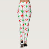 Rote und grüne Schneeflocken Leggings (Rückseite)