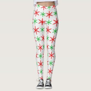 Rote und grüne Schneeflocken Leggings
