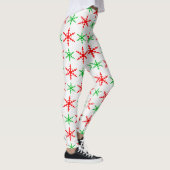Rote und grüne Schneeflocken Leggings (Rechts)