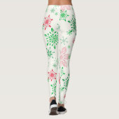 Rote und grüne Schneeflocken Leggings (Rückseite)