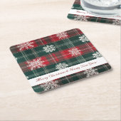 Rote und grüne Schneeflocken-Muster Urlaub Rechteckiger Pappuntersetzer (angewinkelt)