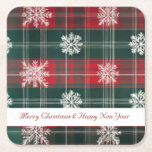 Rote und grüne Schneeflocken-Muster Urlaub Rechteckiger Pappuntersetzer (Vorderseite)