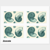 Rote und grüne Seashell-Kunst Rechteckiger Aufkleber (Blatt)