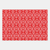 Rote und grüne Skandinavier Dala Horse Urlaub Geschenkpapier Set (Vorderseite)