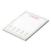 Rote und grüne skandinavische Weihnachtsbaumen Notizblock (Rotiert)