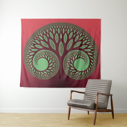 Rote und grüne spirituelle Baumtapestere Wandteppich (Beispiel (Horizontal))