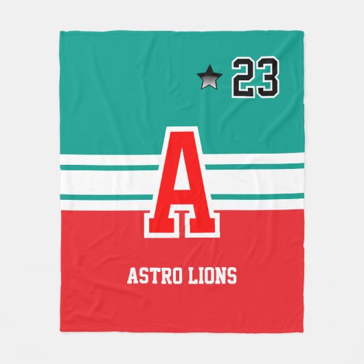 Rote und grüne Sportbriefe Fleecedecke (Vorderseite)