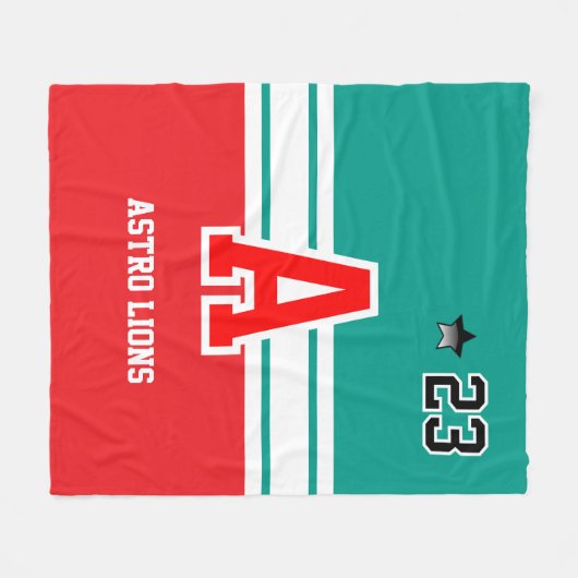 Rote und grüne Sportbriefe Fleecedecke (Vorderseite (Horizontal))