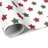 Rote und grüne Sterne Geschenkpapier (Rolleneckpunkt)