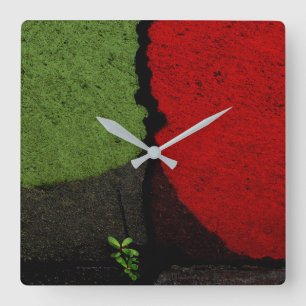 Rote und grüne Straßenfarbe Quadratische Wanduhr