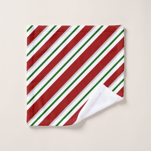 Rote und grüne Streifen Badhandtuch Set (Waschlappen)