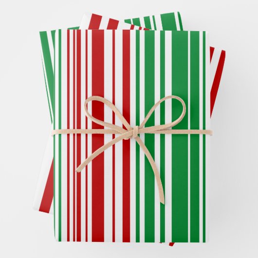Rote und grüne Streifen Geschenkpapier Set (Beispiel)
