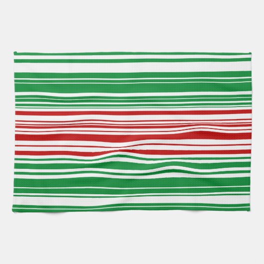 Rote und grüne Streifen Geschirrtuch (Horizontal)
