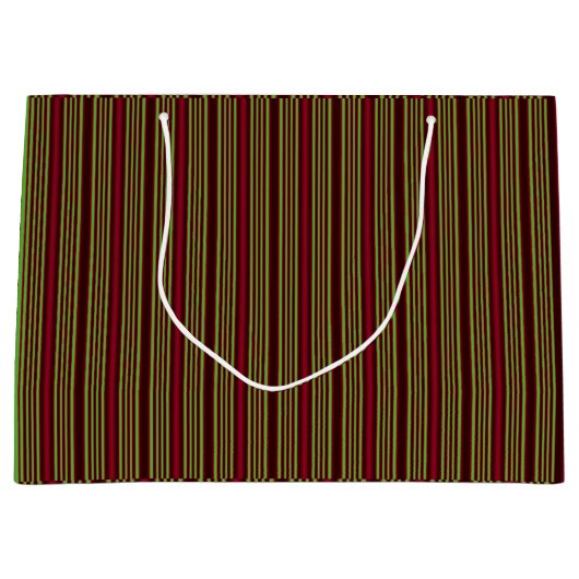 Rote und grüne Streifen Große Geschenktüte (Vorderseite)