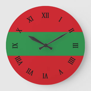 Rote und grüne Streifen Große Wanduhr