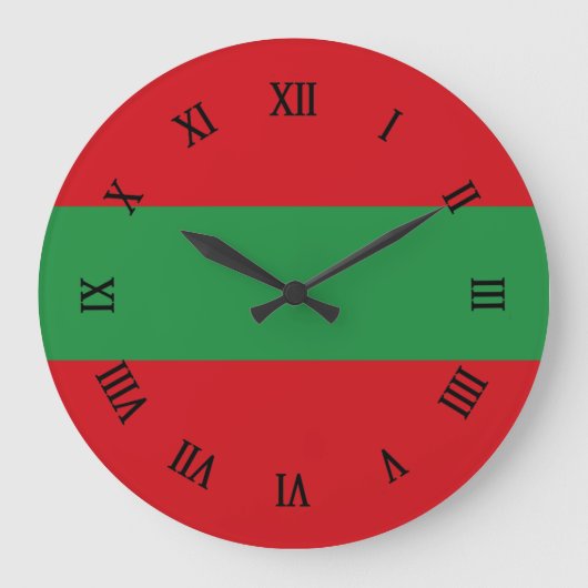 Rote und grüne Streifen Große Wanduhr (Vorderseite)