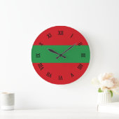 Rote und grüne Streifen Große Wanduhr (Zuhause)