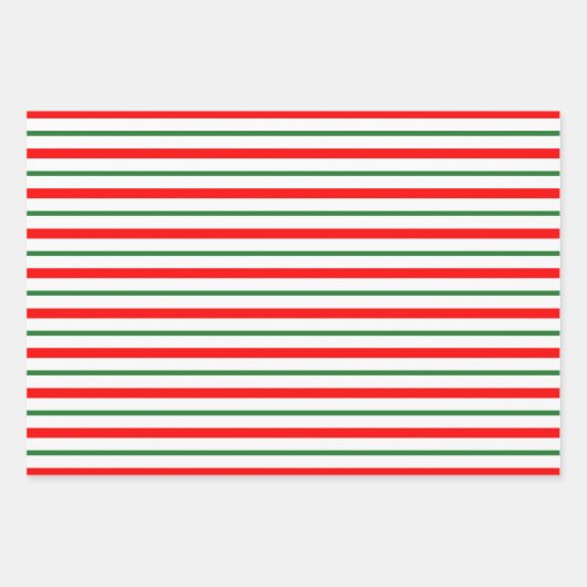 Rote und grüne Streifen Herzen Frohe Weihnachten Geschenkpapier Set (Vorderseite)