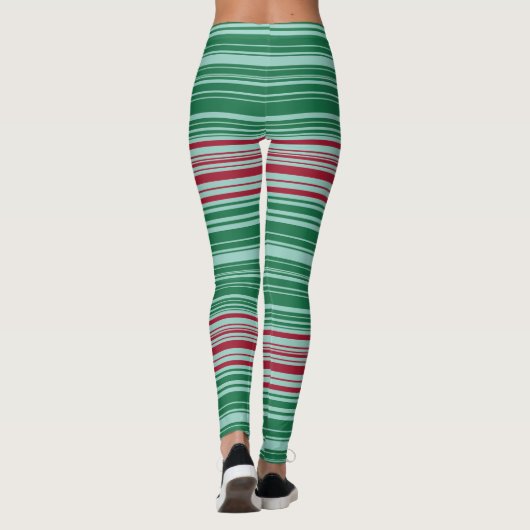 Rote und grüne Streifen Leggings (Rückseite)