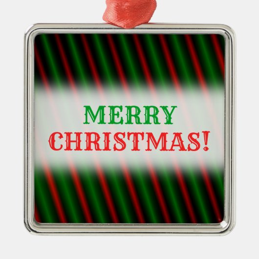 Rote und grüne Streifen/Linien Muster Square Ornam Ornament Aus Metall (Vorne)