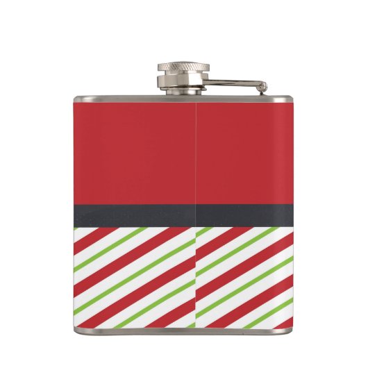 Rote und grüne Streifen mit einem Monogramm in ein Flachmann (Rückseite)